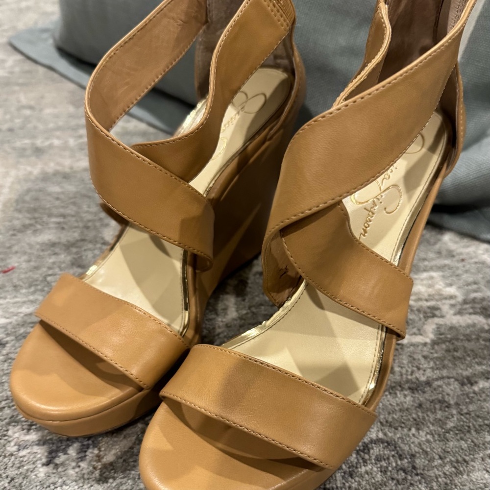 Jessica Simpson Brown Wedge Sandals - Picture 1 of 4